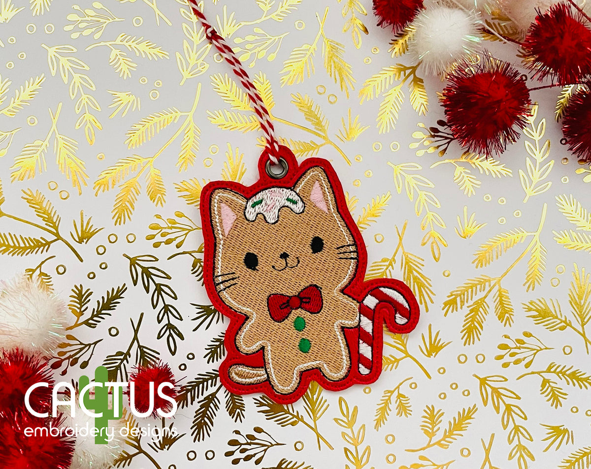 Gingerbread Cat Ornament – Cactus Embroidery Designs