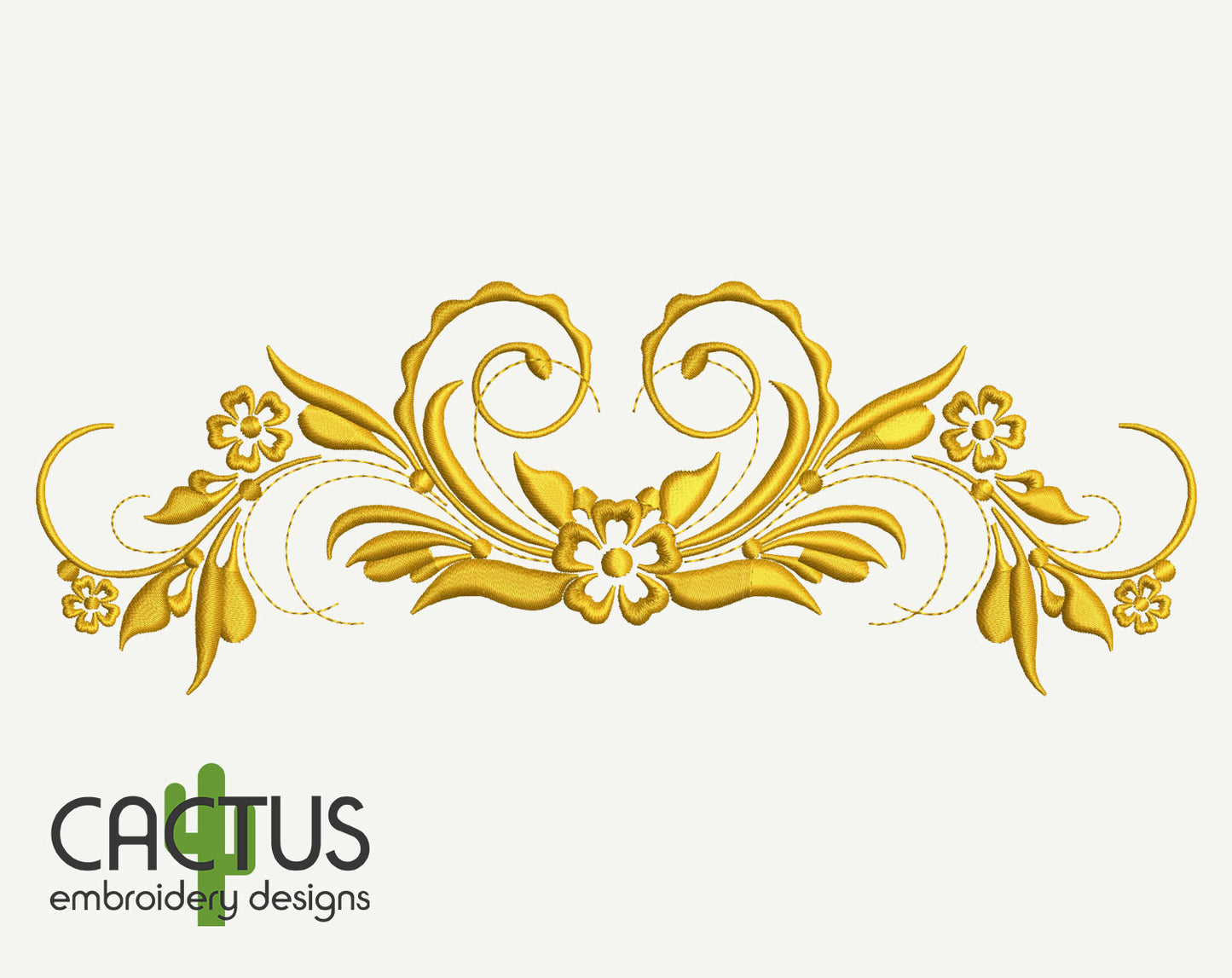 Golden Floral Pattern Embroidery Design