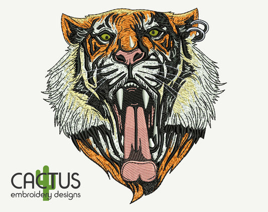 Growling Tiger Embroidery Design