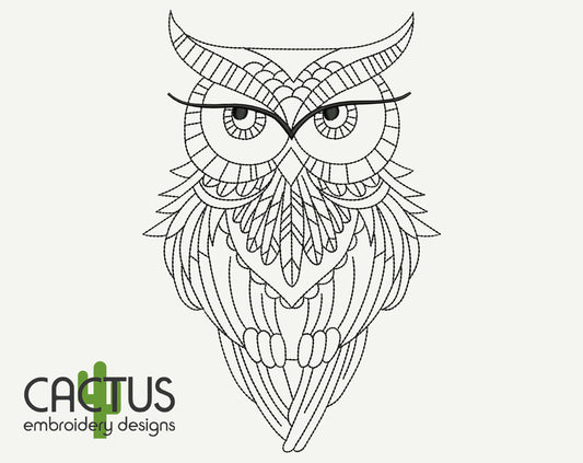 Grumpy Owl Embroidery Design