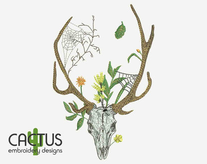 Halloween Deer Skull Embroidery Design