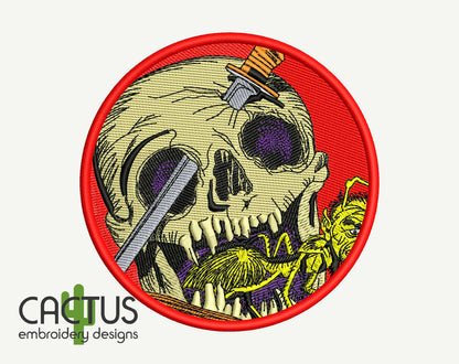 Halloween Skull Patch Embroidery Design