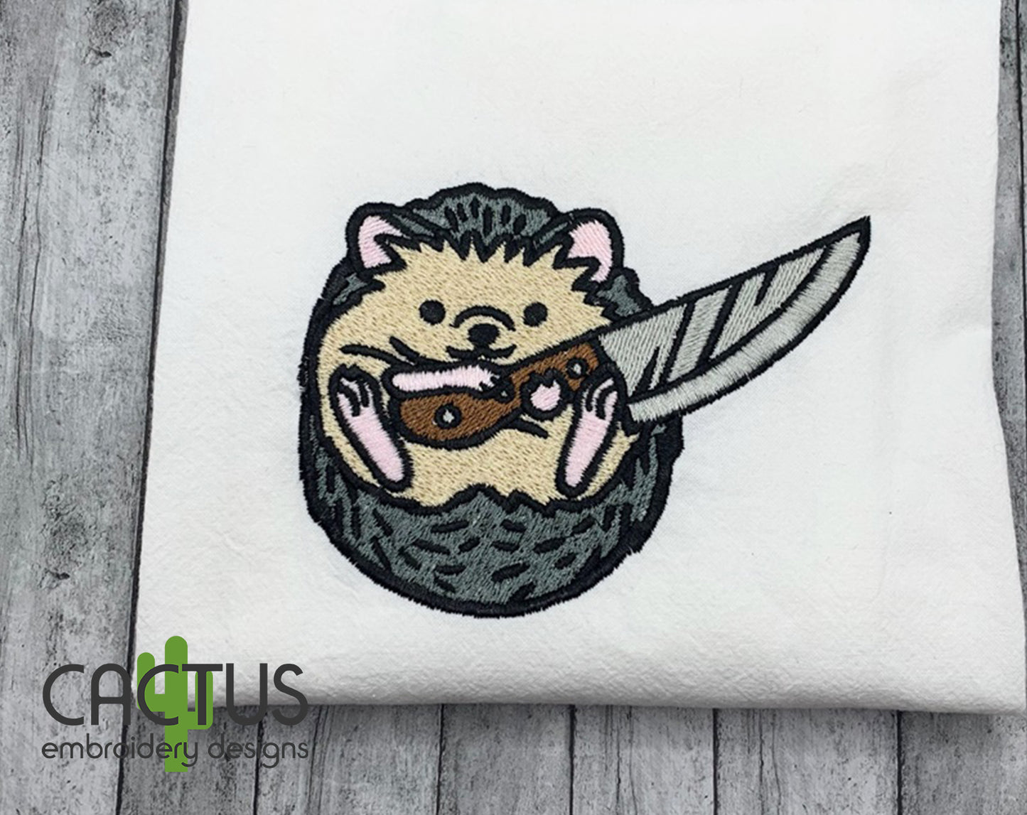 Hedgehog with a Knife Patch Embroidery Design