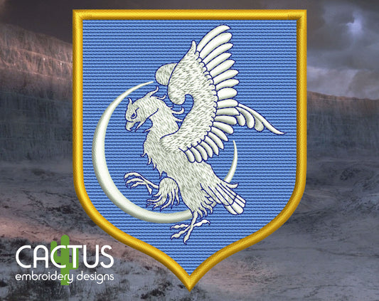 Falcon & Moon Shield Embroidery Design