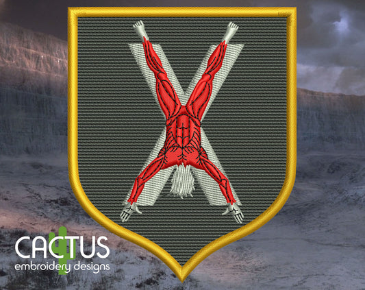 Man Shield Embroidery Design