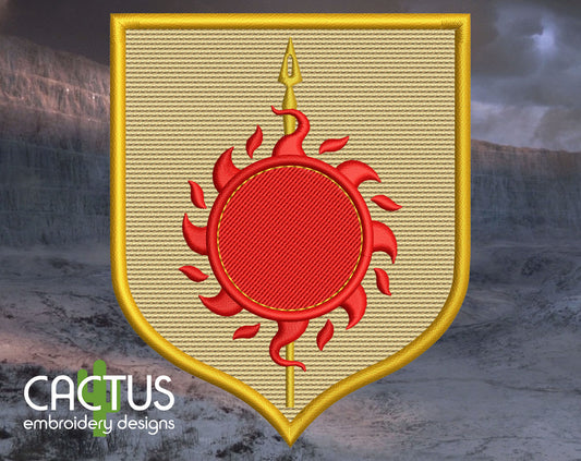 Sun & Spear Shield Embroidery Design