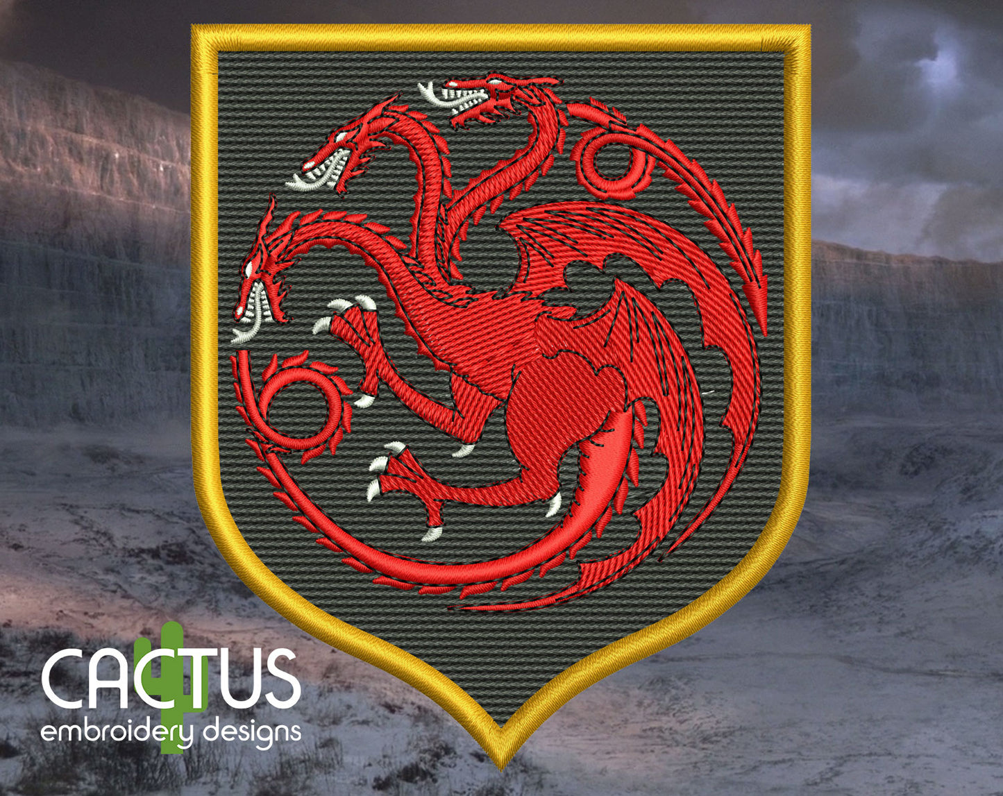 Dragon Shield Embroidery Design