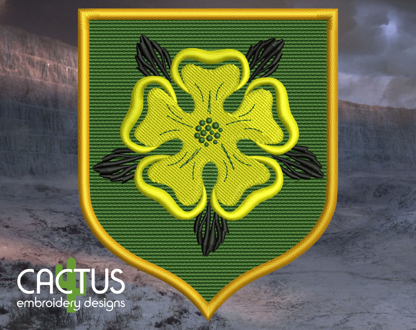 Rose Shield Embroidery Design