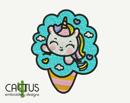 Ice Cream Unicorn Embroidery Design