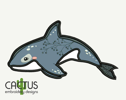 Killer Whale Applique Embroidery Design
