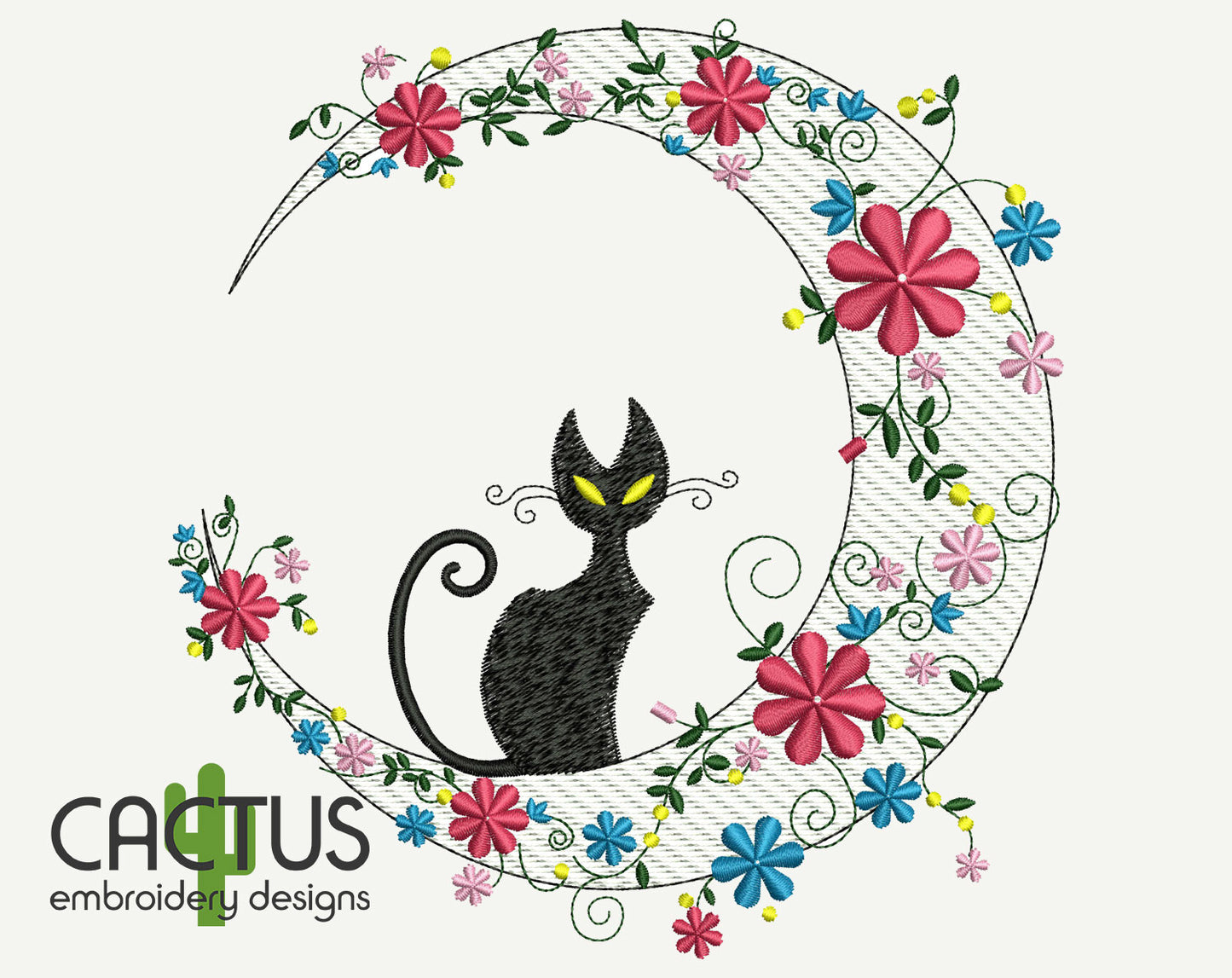 Kitten on the Moon Embroidery Design