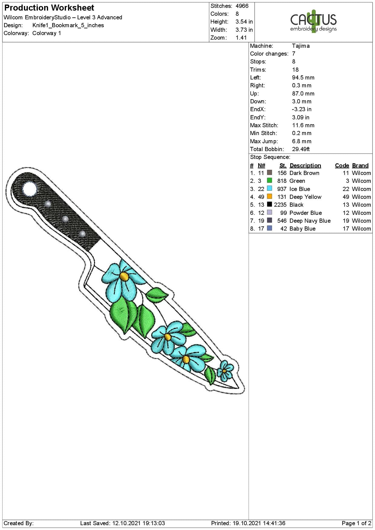 Knife V1 Bookmark Design