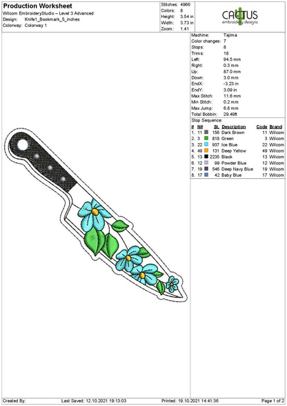 Knife V1 Bookmark Design