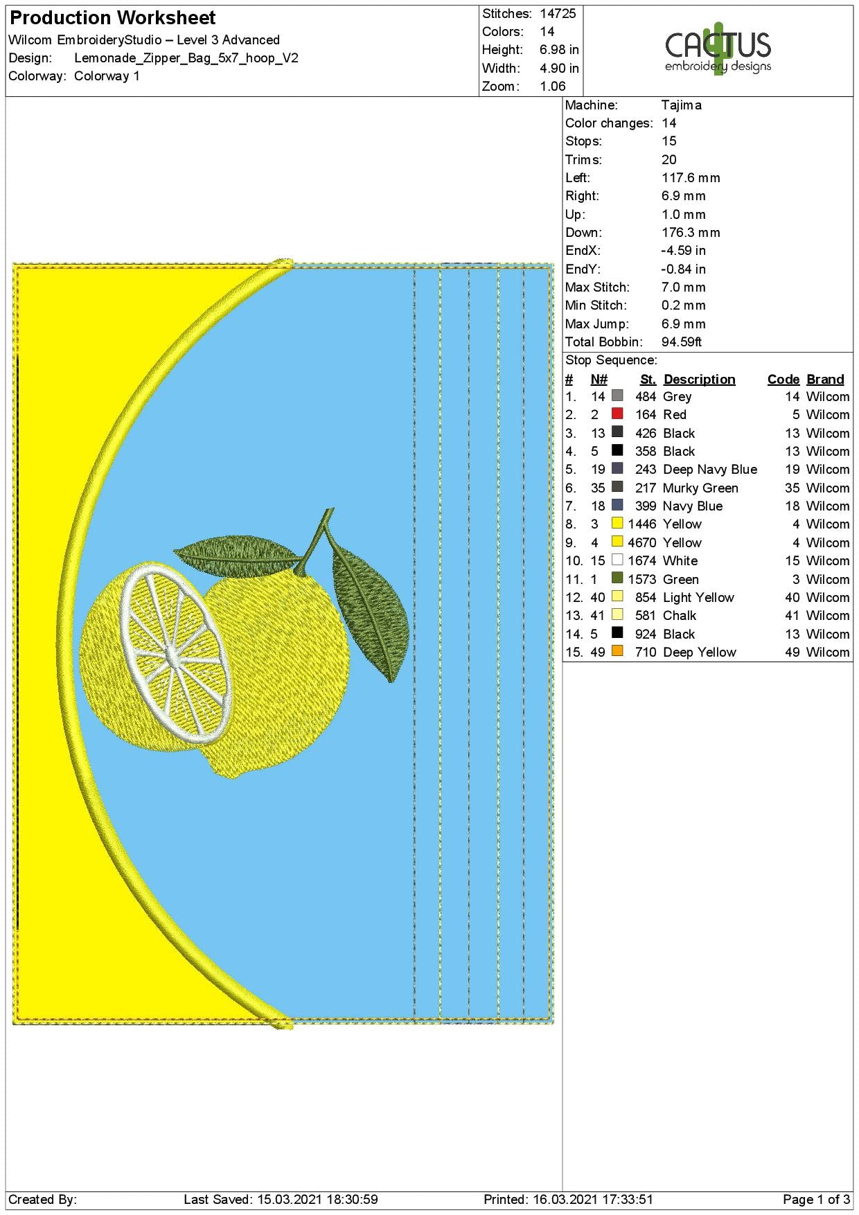 Lemonade Zipper Bag & Eyelet Fob