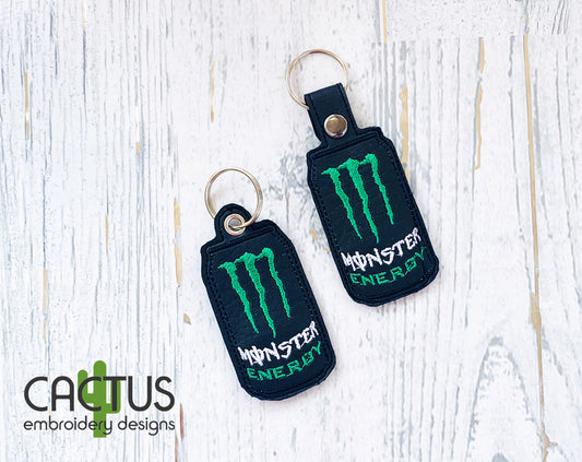 M Energy Drink Snap Tab & Eyelet Fob