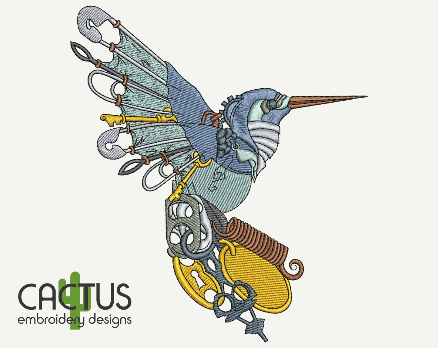Mechanical Hummingbird Embroidery Design