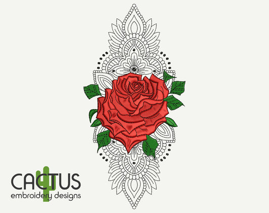 Mehndi with Rose Flower Embroidery Design