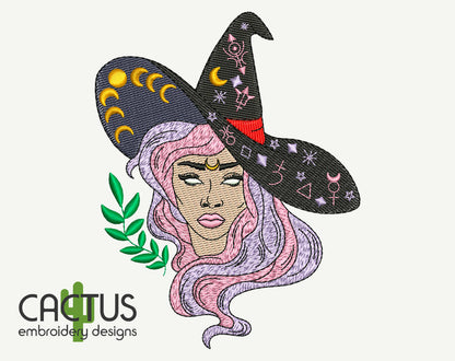 Modern Witch Embroidery Design