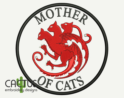 Mother of Cats Patch Embroidery Design