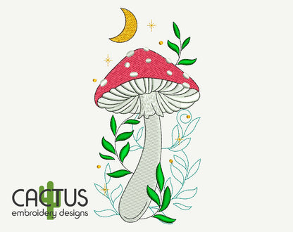 Mushroom Moon Embroidery Design