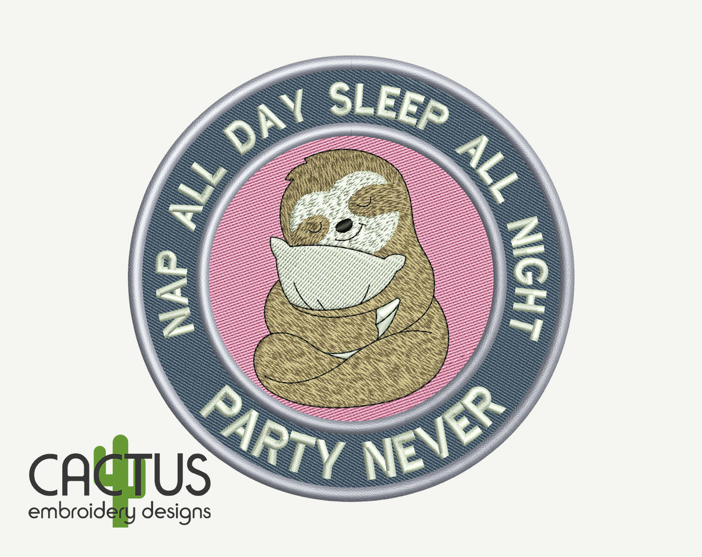 Nap All Day Patch Embroidery Design