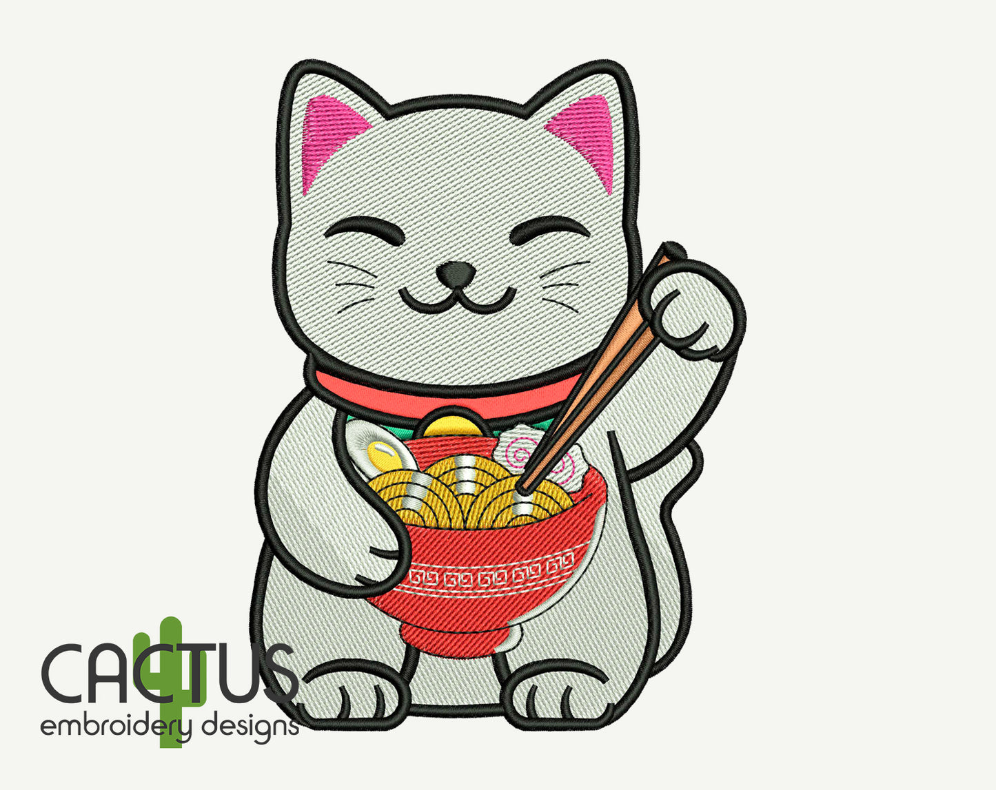 Neko Noodles Embroidery Design