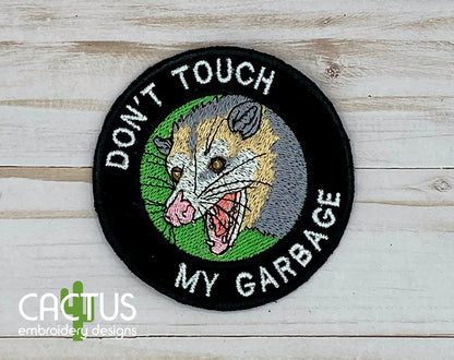 Opossum Patch Embroidery Design