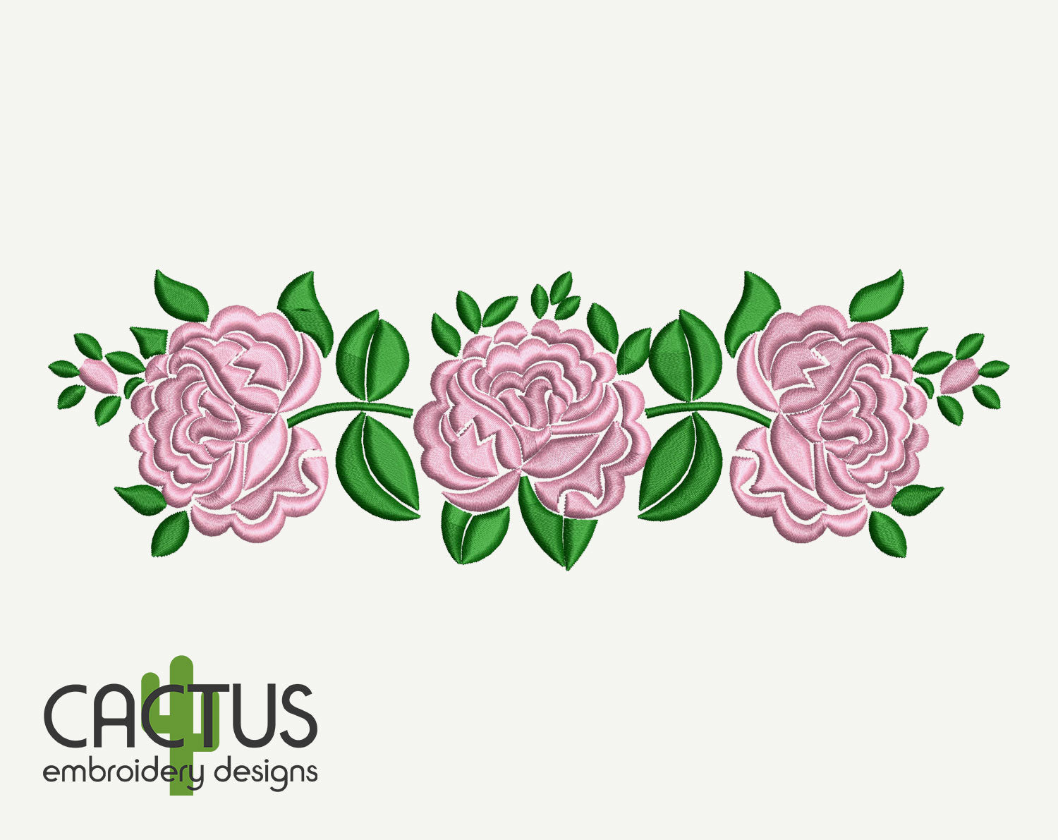 Pink Roses Pattern Embroidery Design – Cactus Embroidery Designs