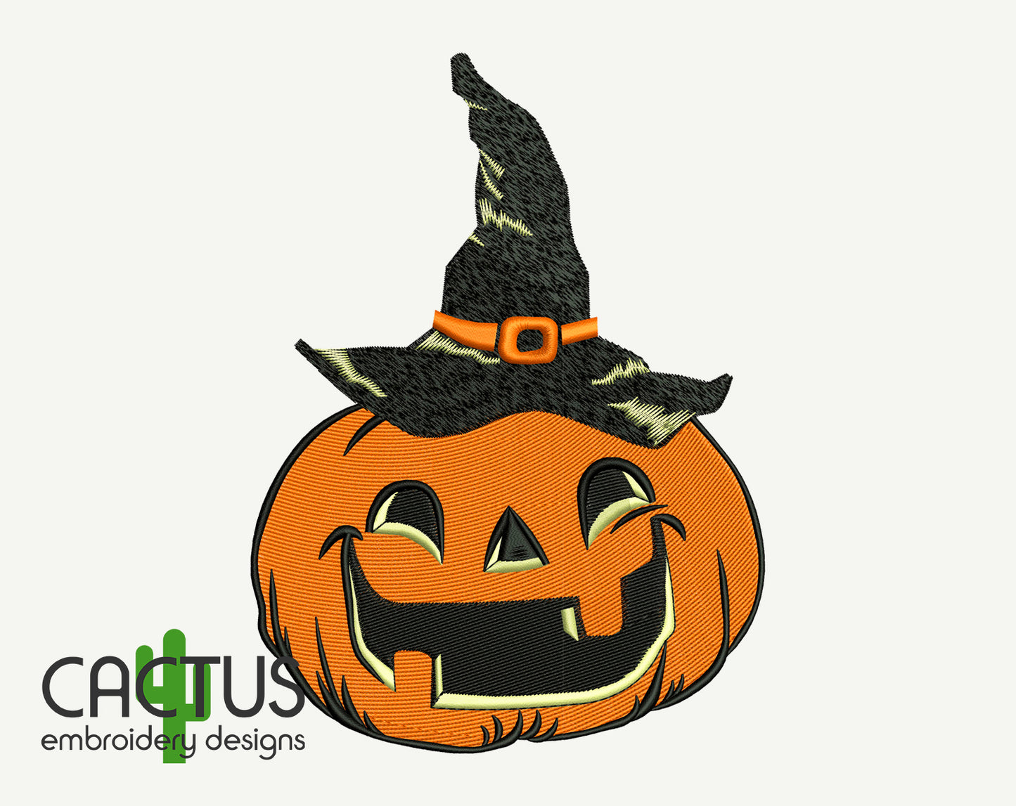 Pumpkin in Witch Hat Embroidery Design