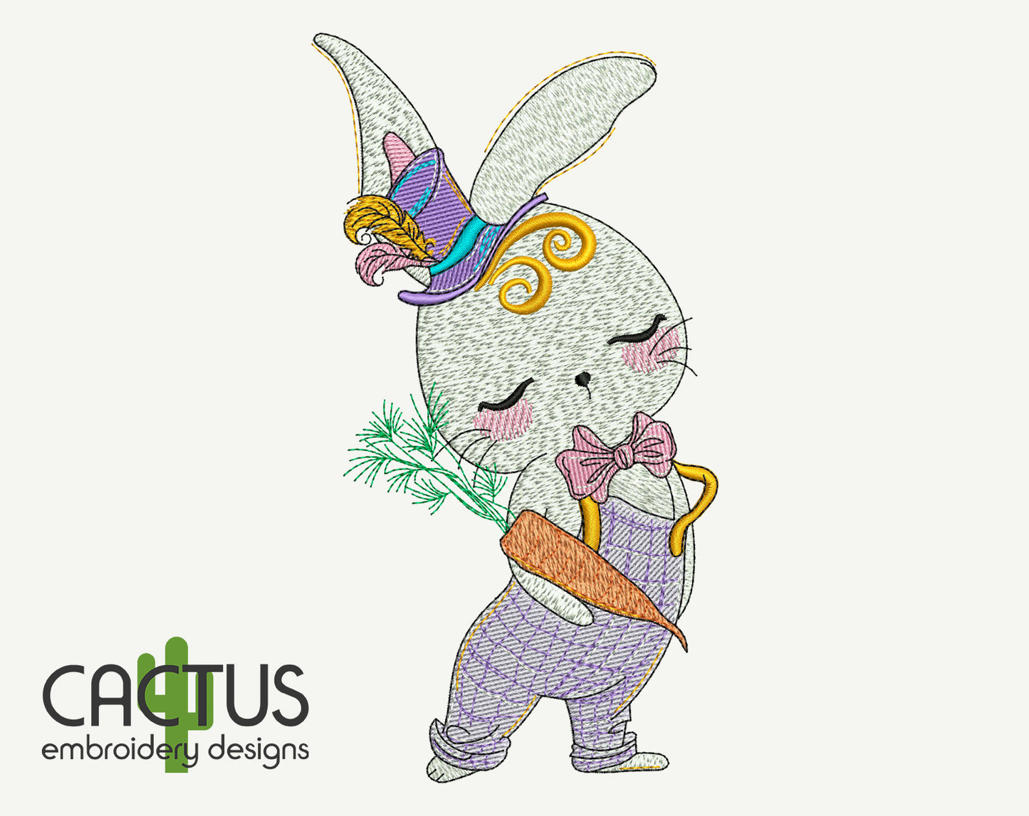 Rabbit with Carrot Embroidery Design