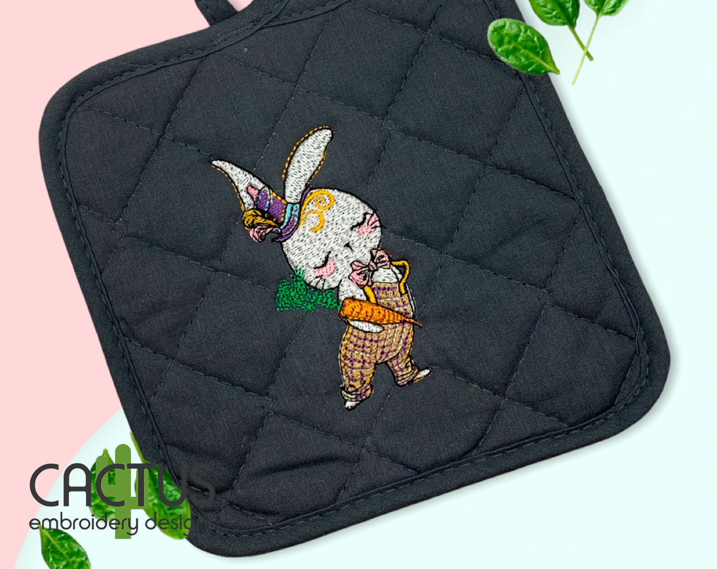 Rabbit with Carrot Embroidery Design