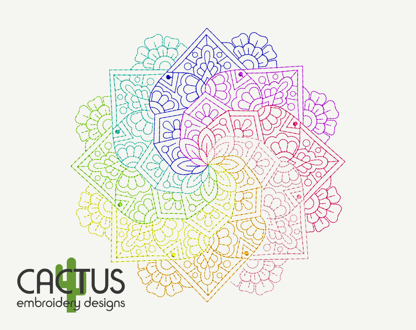 Rainbow Mandala Embroidery Design