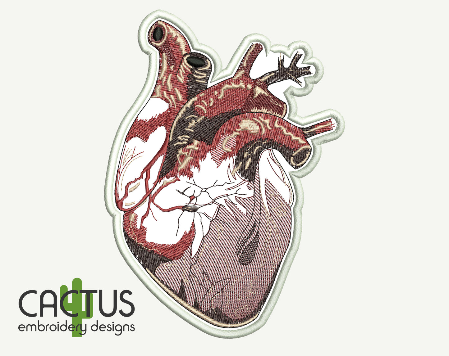 Realistic Heart Patch Embroidery Design