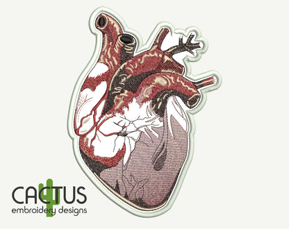 Realistic Heart Patch Embroidery Design