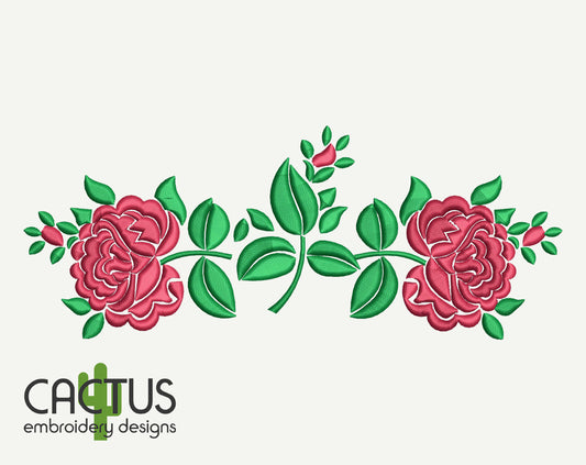 Red Flowers Pattern Embroidery Design