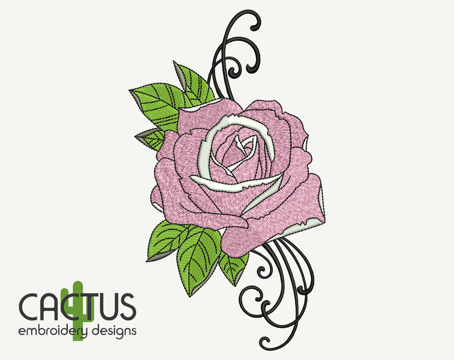 Rose with Curls Embroidery Design