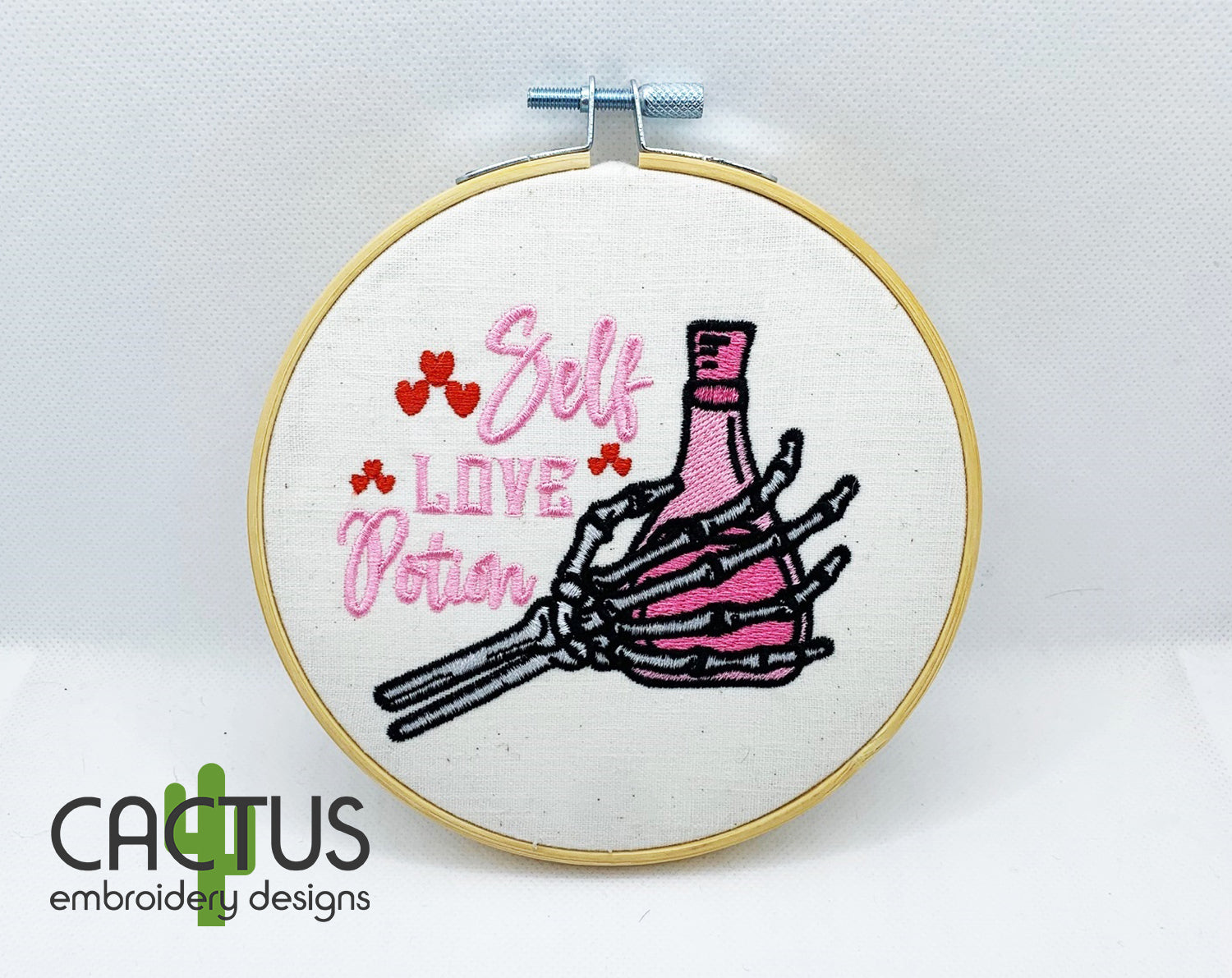 Potion Bottle Embroidery, 6 inch Hoop, Hand Embroidery, Floral Embroidery, Mixed Media, Sparkle, Self Love store Potion