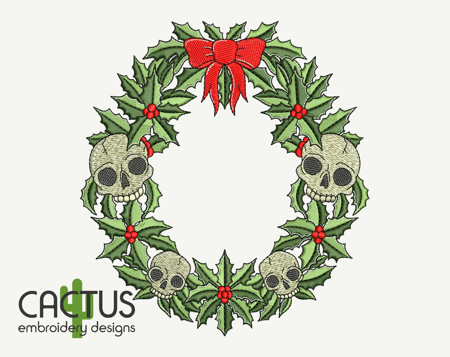 Skulls Wreath Embroidery Design