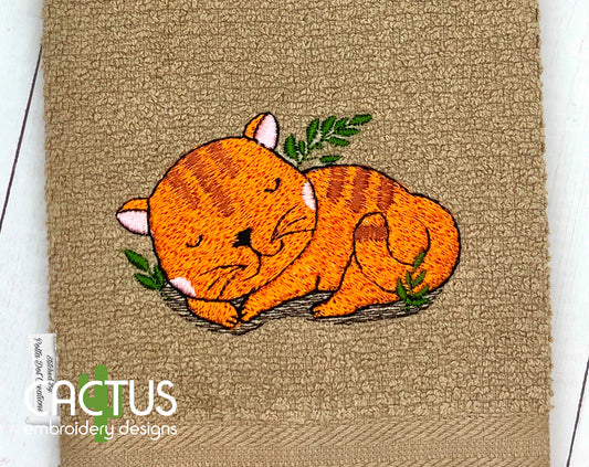 Sleeping Cat Embroidery Design