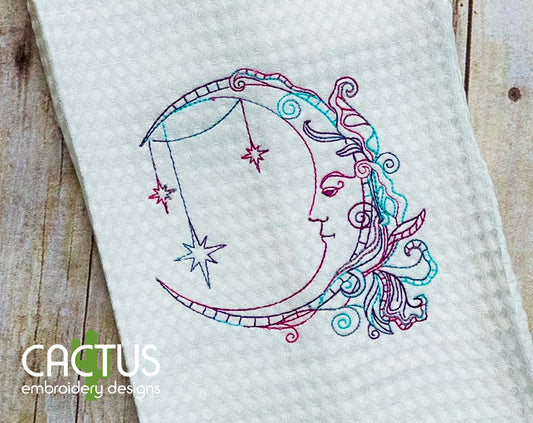 Sleepy Moon Embroidery Design