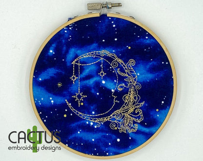 Sleepy Moon Embroidery Design