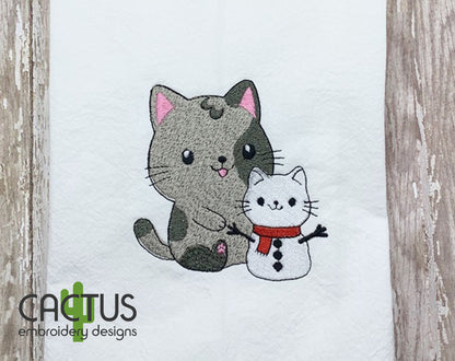 Snowman Kitty Embroidery Design
