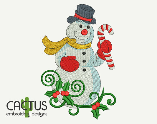 Snowman with Candy Embroidery Design