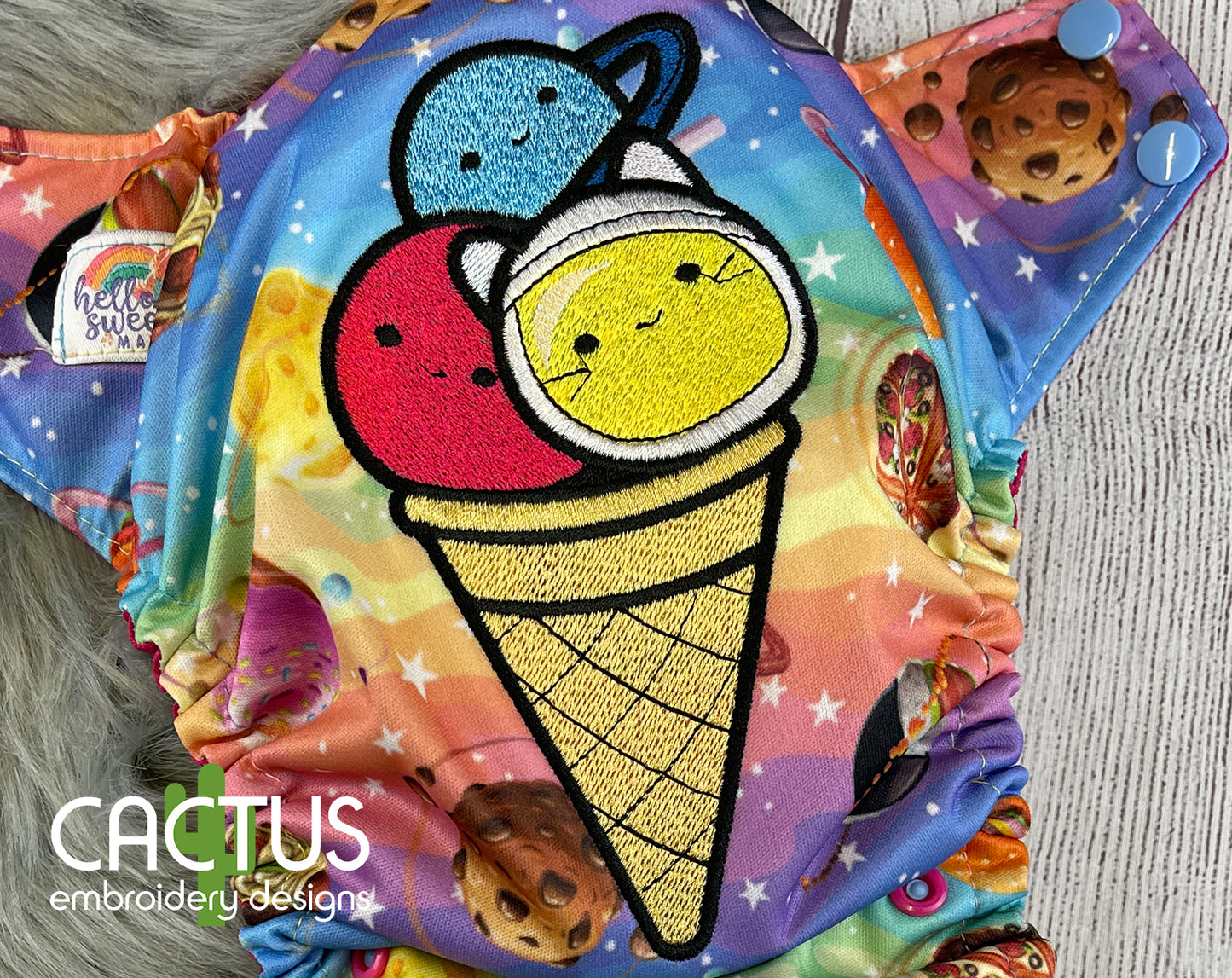 Space Ice Cream Embroidery Design