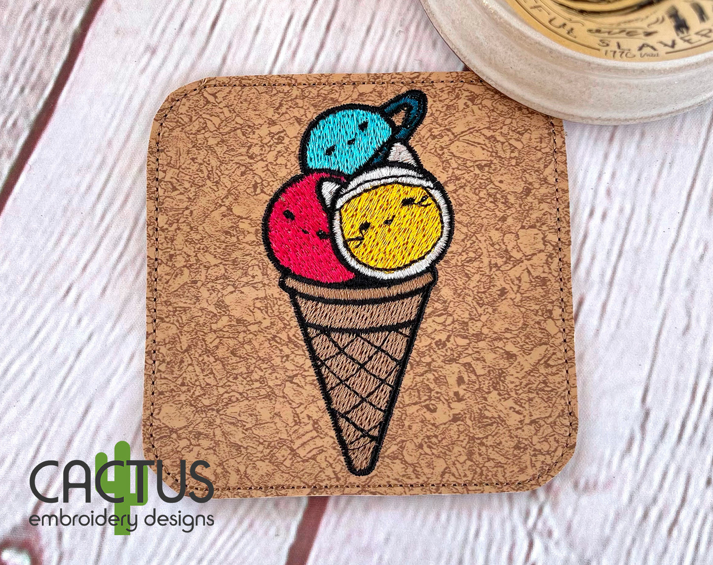 Space Ice Cream Embroidery Design