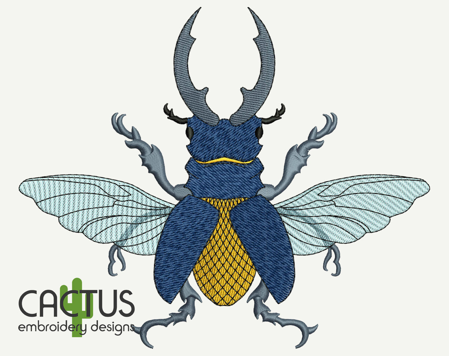 Stag Beetle Embroidery Design