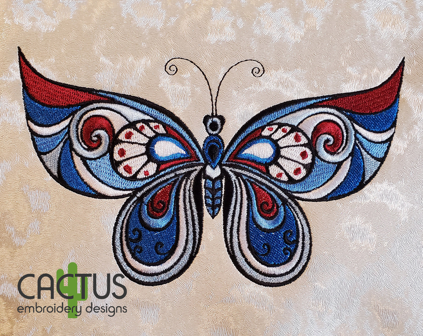 Stained Glass Butterfly Embroidery Design