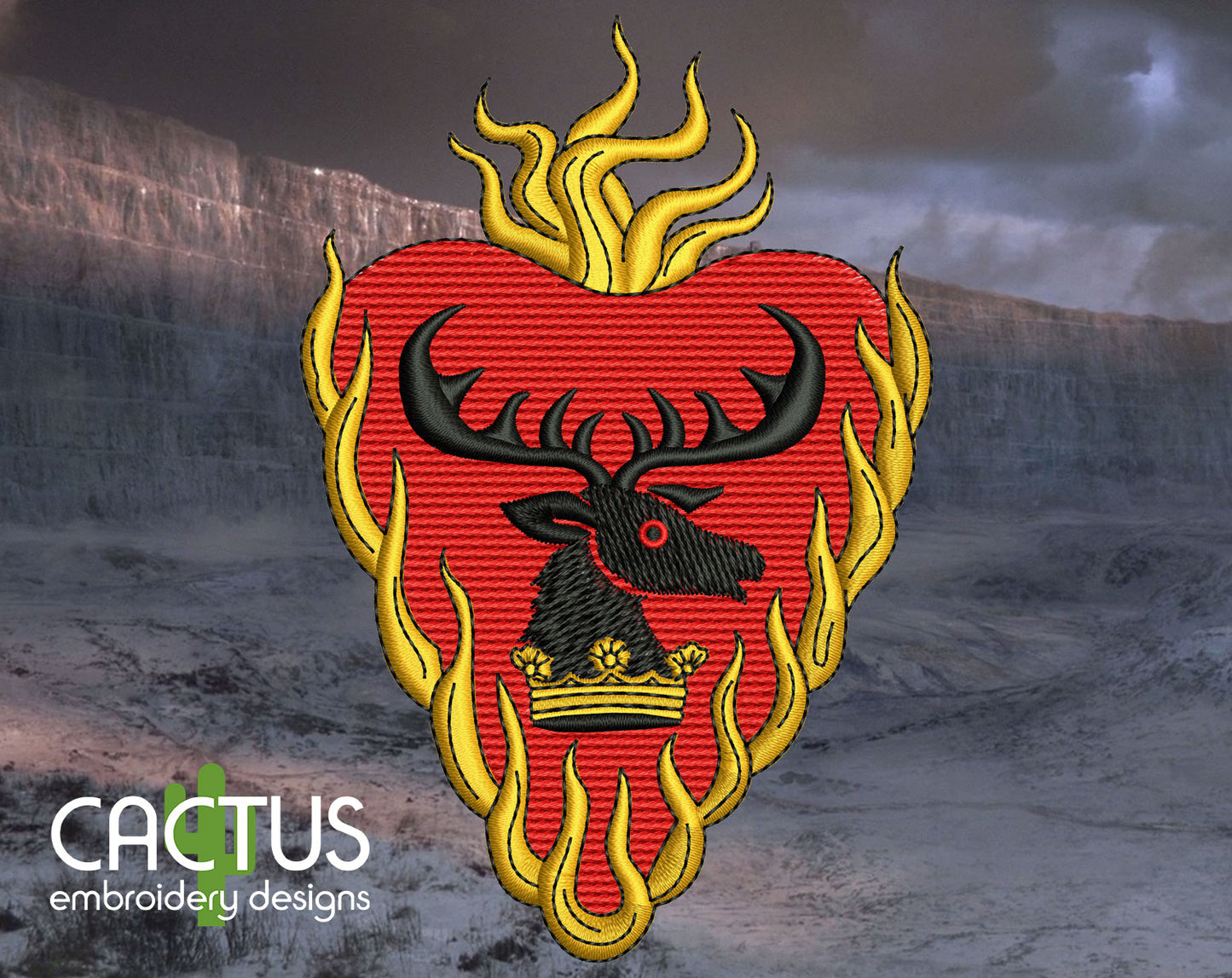 Flaming Heart Embroidery Design