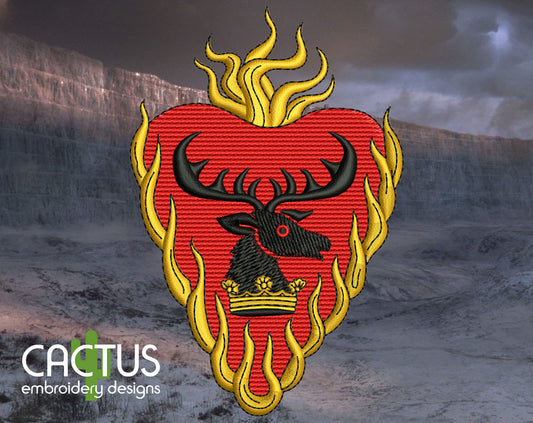 Flaming Heart Embroidery Design