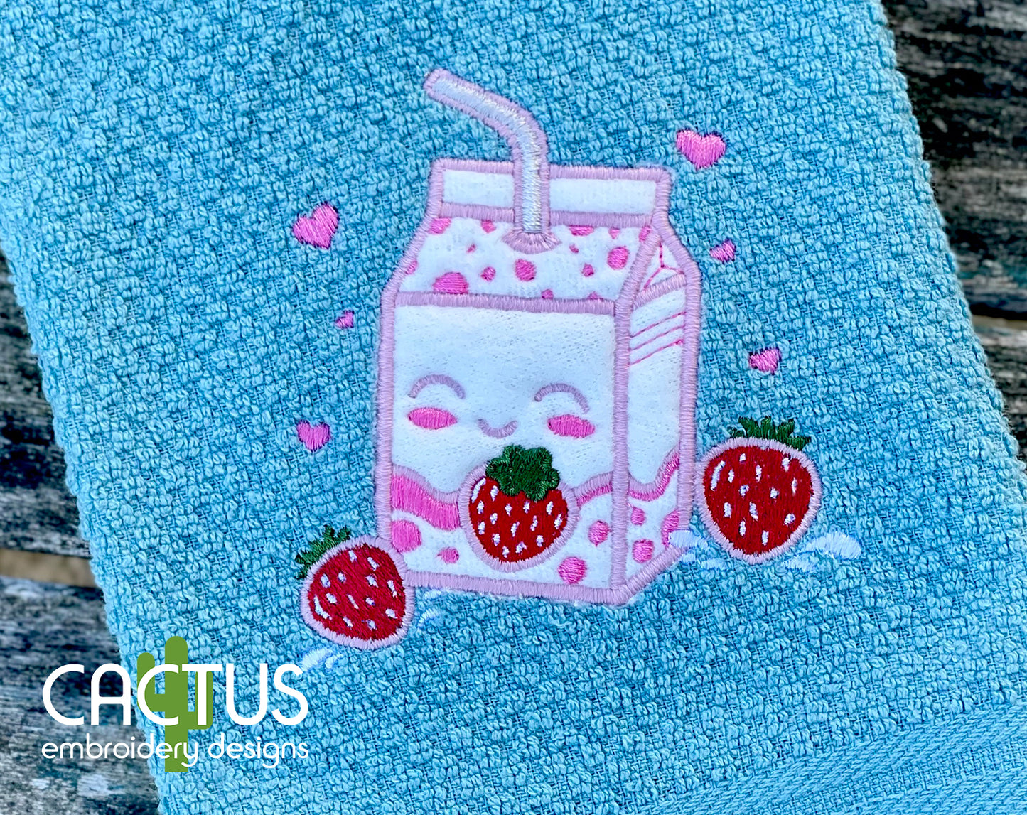 Strawberry Milk Applique Embroidery Design